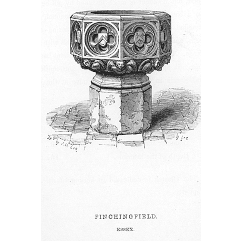 One on each side of the octagonal basin, containing a shield charged