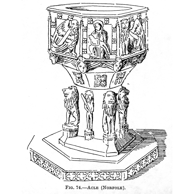 one on every other panel of the basin