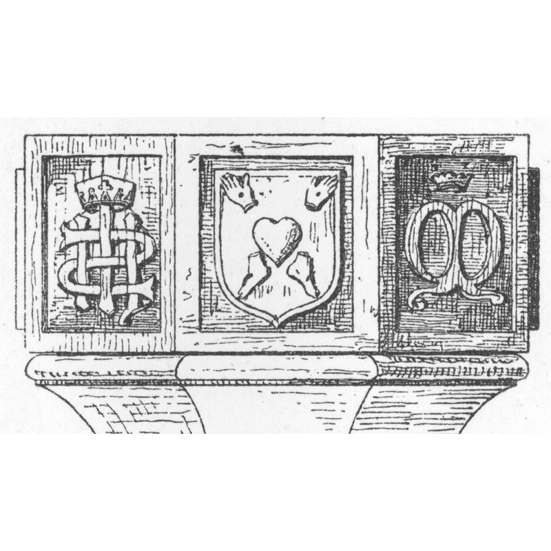 on one of the panels of the basin [cf. FontNotes]