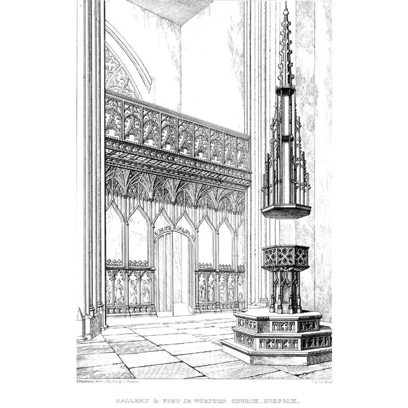 The font in its setting as illustrated in an engraving in Rickman & Parker (1881)