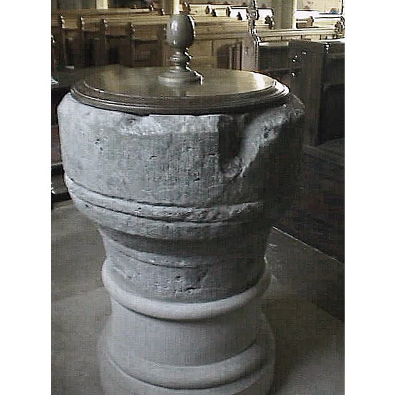 Note the damage to the basin side