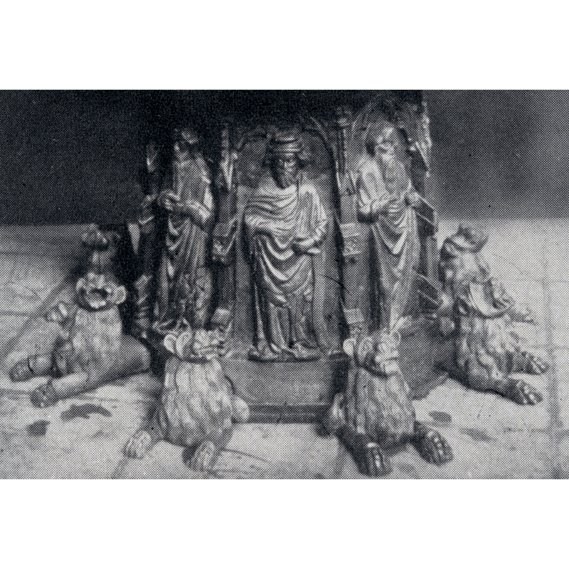 one on each side of the pedestal base