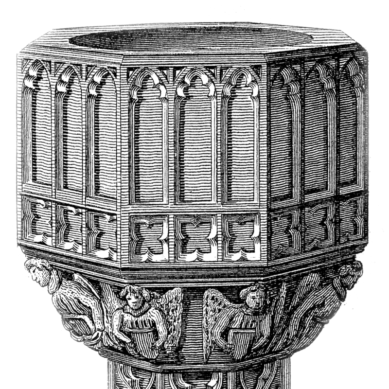 the 15th-century font, now disappeared