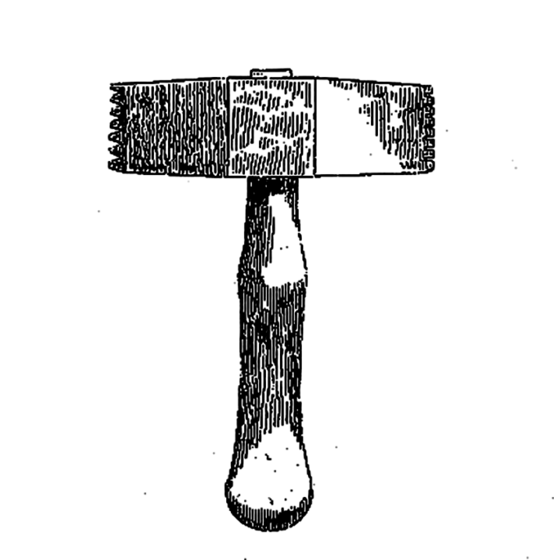 toothed-hammer (English) -- brettelure / bretture / laie (French) -- trinchante dentado (Spanish)