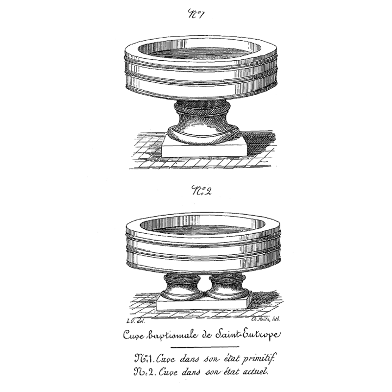 the two early drawings of the font: the top, ca. 1854; the bottom, ca. 1878 [cf. FontNotes for the discrepancy relating the base]