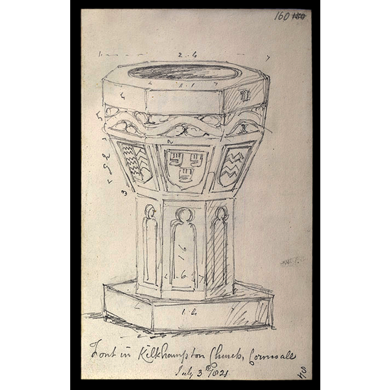 with penciled measurements on the drawing