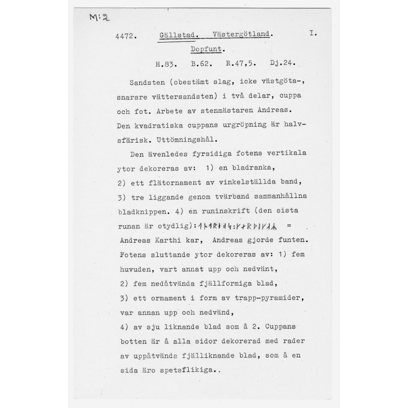 original SHM inventory entry notes on this font, [p. 1]