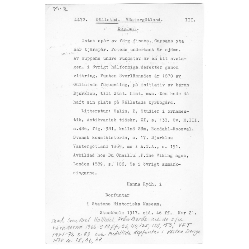 original SHM inventory entry notes on this font, [p. 5]