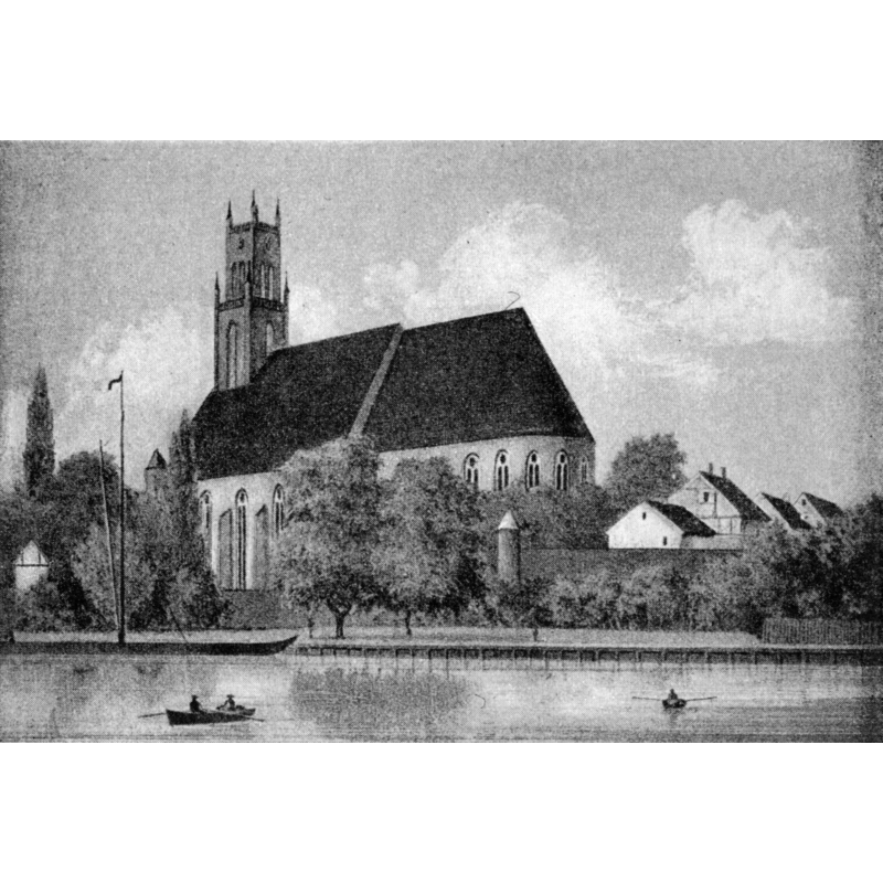 notice the shape of the bell tower as it changes through the ages