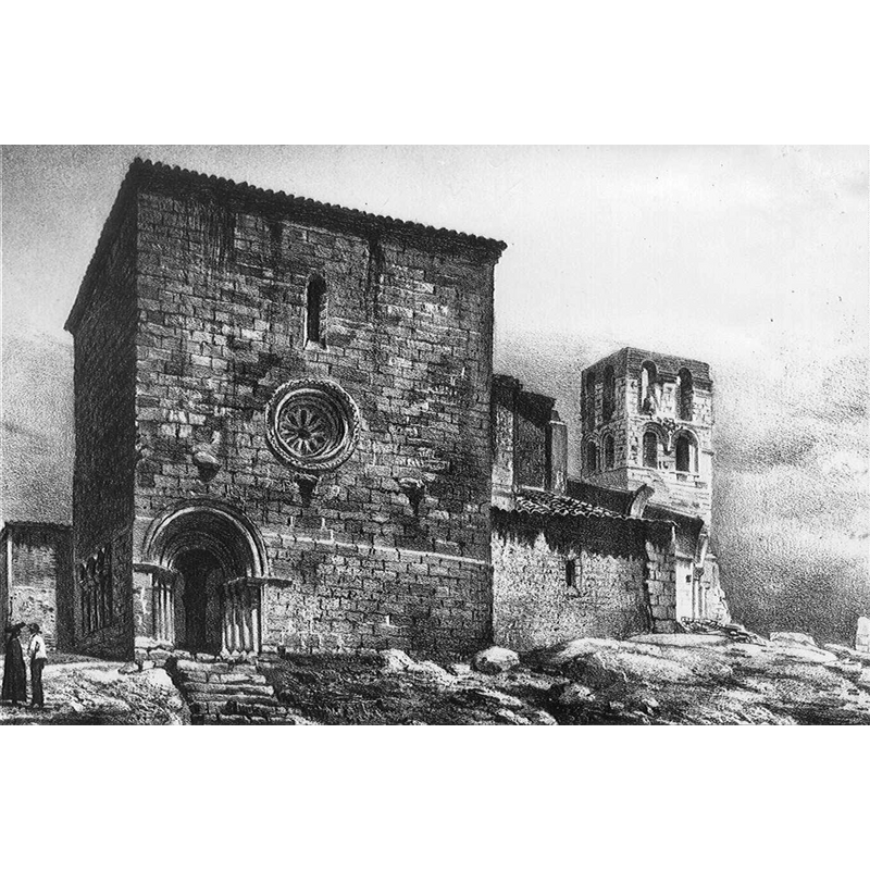 the ruins of the Iglesia de Santa Maria in a ca. 1850 engraving