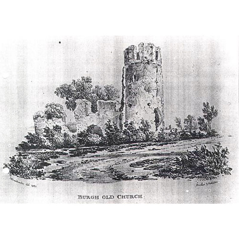 the ruins in 1891 -- Image caption: "The ruins of St Mary's Church, Burgh St Mary"