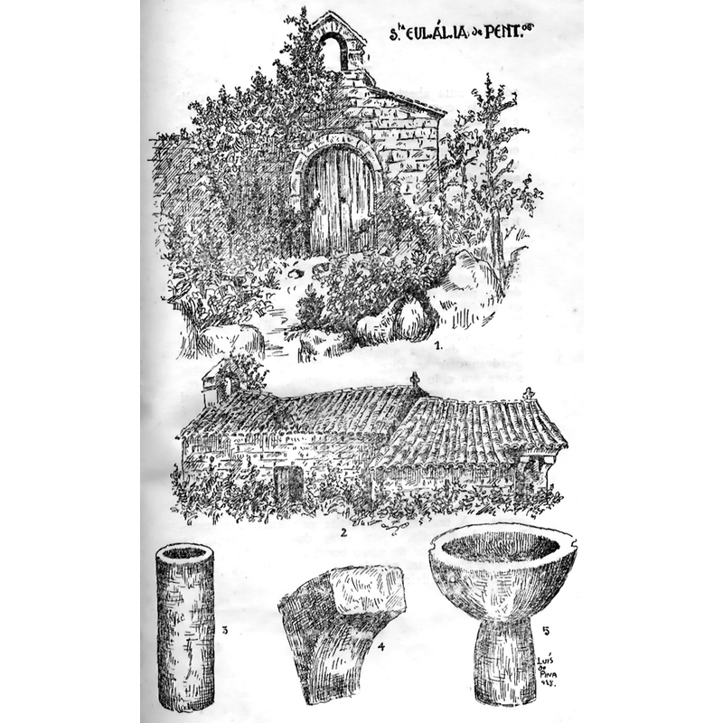 including the west and south views, as well as two other details and the font