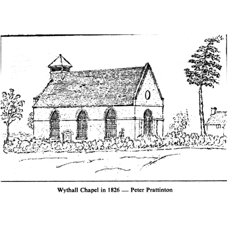 EXT 1826 drawing by Peter Prattington in [http://wordpress.wythallchurch.net:8888/wp-content/uploads/2013/03/wythall_chapel_1826.jpg] [accessed 10 November 2014] No Known...
EXT CHURCH B&W photograph in www.wythallchurch.net/?page_id=760 [accessed 10 November 2014] NO KNOwn...
EXT NOW photograph in www.wythallchurch.net/?page_id=760 [accessed 10 November 2014] NO KNOwn...