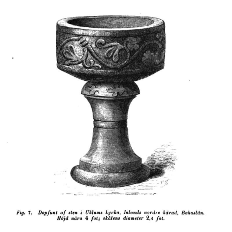notice the foliage on the upper surface of the pedestal font