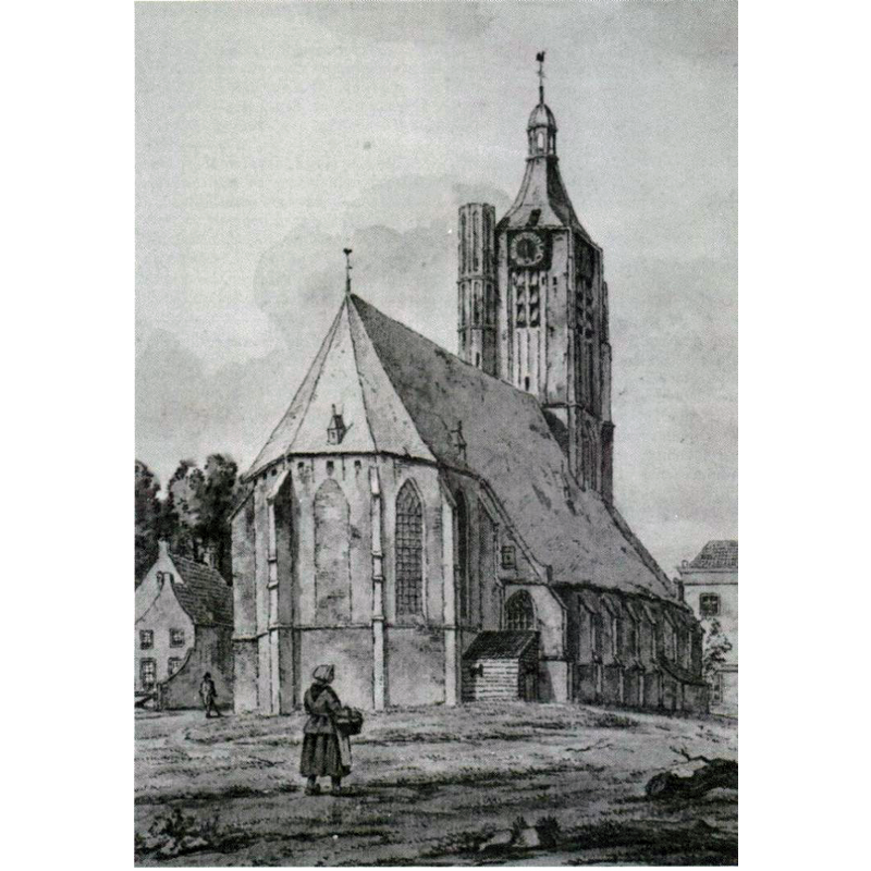Source caption: "De gotische Mariakerk van Apeldoorn. Rond 1840 gesloopt." -- this 15thC church was demolished in 1842