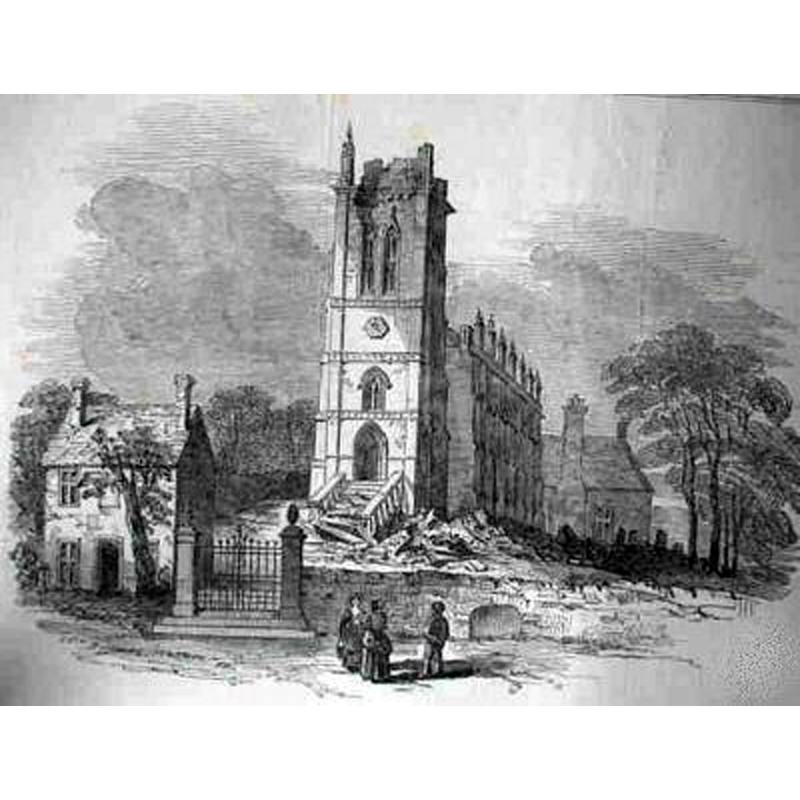 Source caption: "The London Illustrated News reported the lightning strike on King's Norton church in 1850."