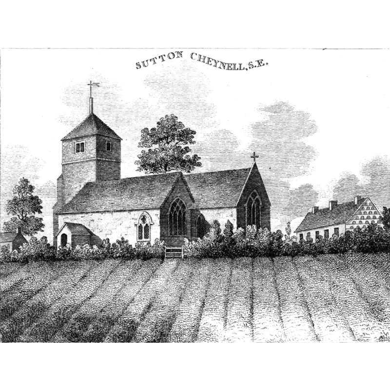 Source caption: "Engraving from Nichols late 18th century, the porch has now gone."