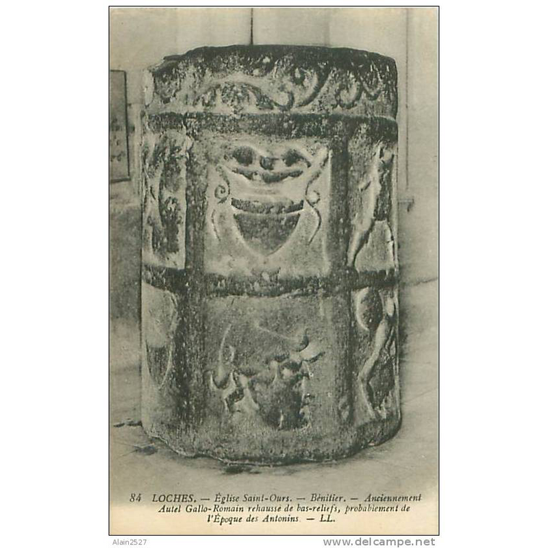 [NB: item posted for sale in Delcamp as "LOCHES - Eglise Saint-Ours - Bénitier (LL. n° 84) Numéro d'objet: 70421226"