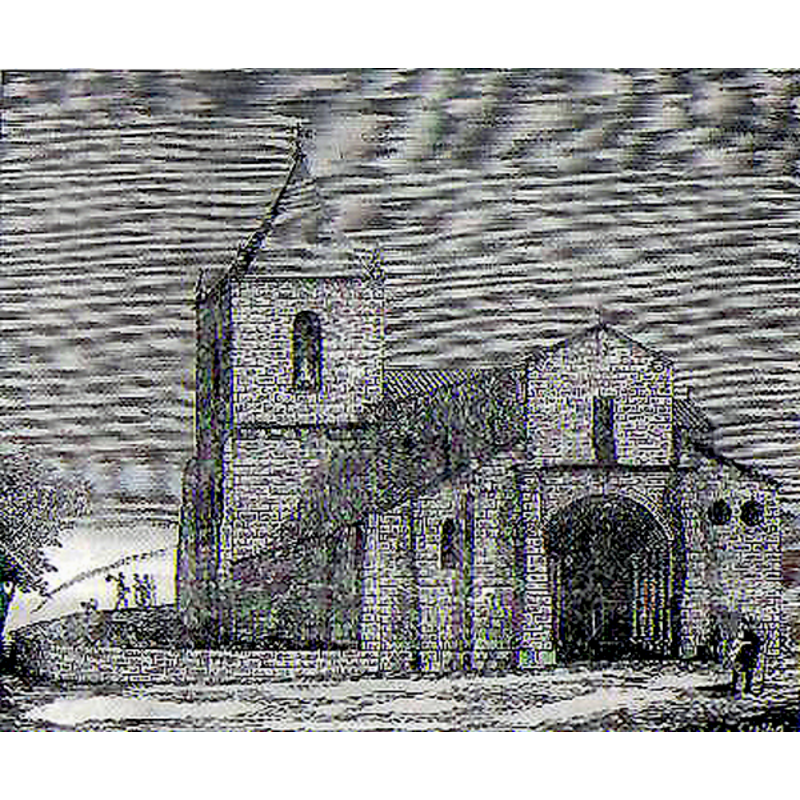 Source caption: "Igreja Românica de São Pedro de Rates, Póvoa de Varzim em 1842."
