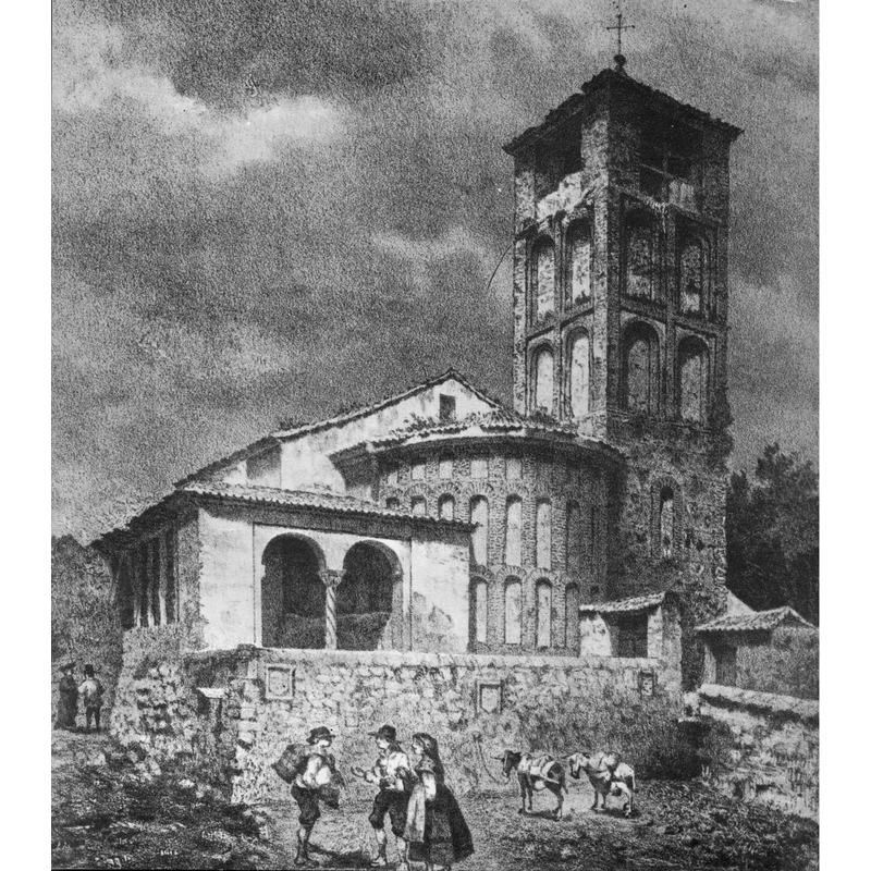 Source caption: "Dibujo de la desaparecida iglesia de Santa Marina de Cuéllar, realizado por el pintor Francisco Javier Parcerisa en el año 1865."