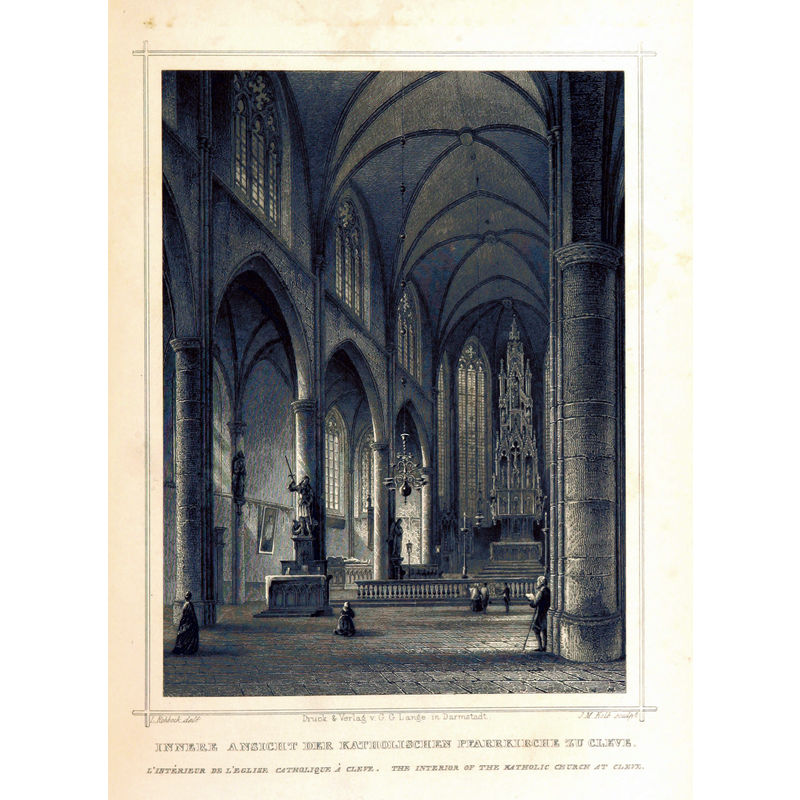 the interior of the church and its magnificent retable ca. 1852; destroyed in WWII