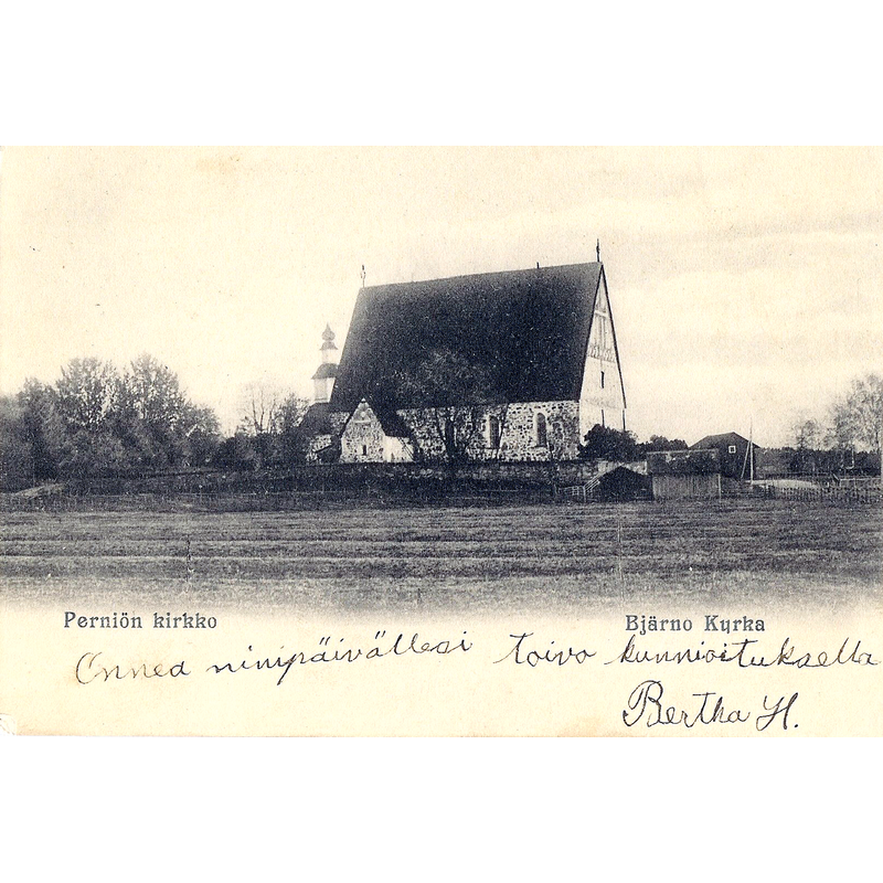the 18thC bell tower is partially visible behing the northwest corner of the church