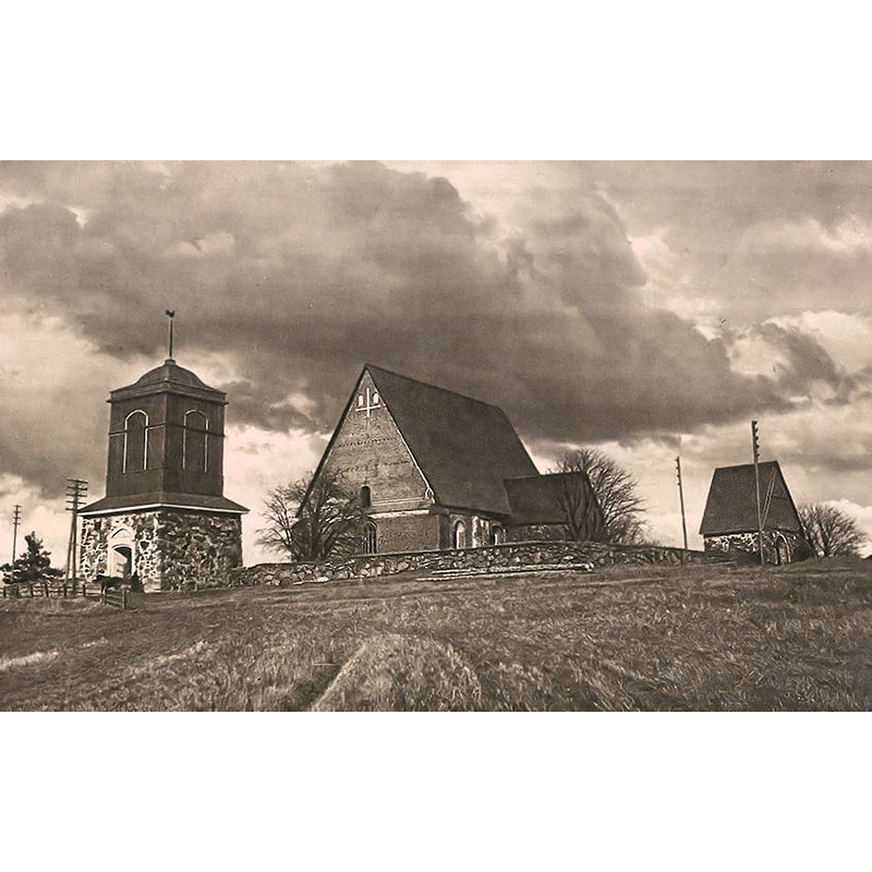 showing the church and its detached tower in 1926