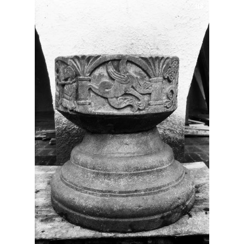 several of the fonts of churches in the area were photographed at the time with this background, obviously when the fonts had been removed from the churches [and the churches themselves were being renovated?]