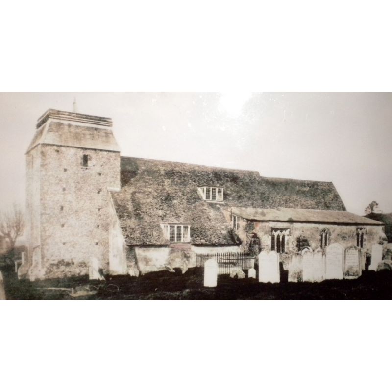 Source caption: "Photograph of Old St Peter's Church, Stockbridge, Hampshire, England before most of it was demolished".