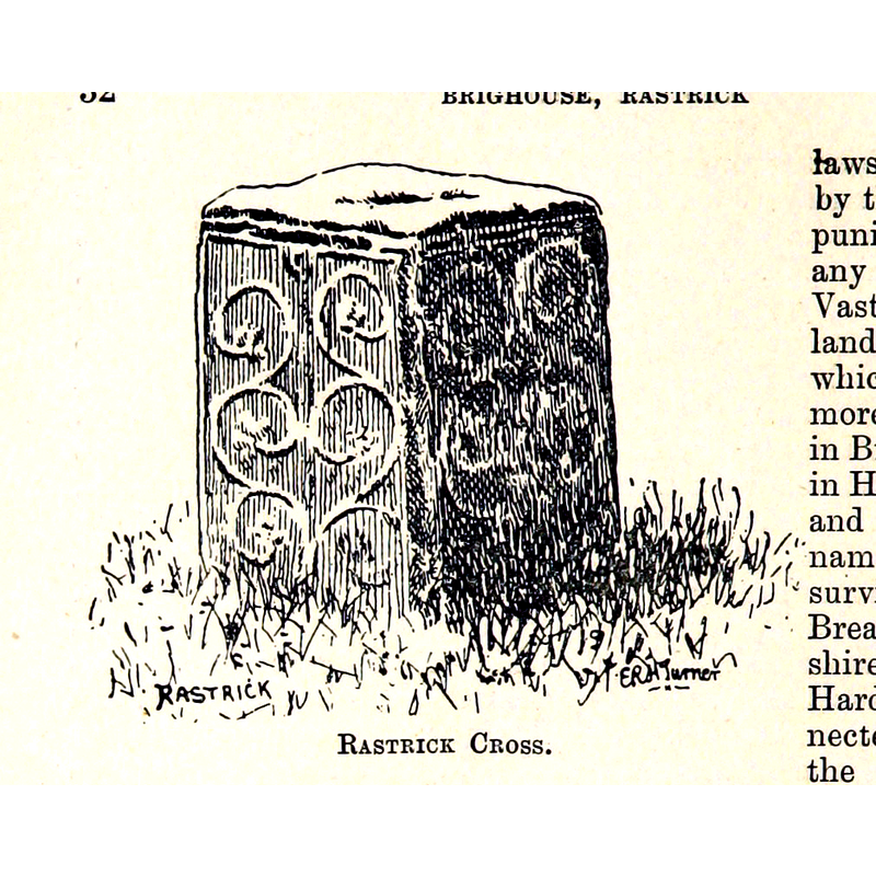 Source caption: "Drawing of base of Norman cross in churchyard of St Matthew, Rastrick."