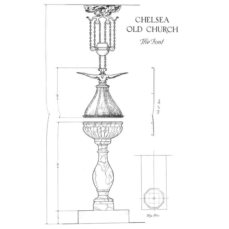 the 17thC font in Chelsea Old Church