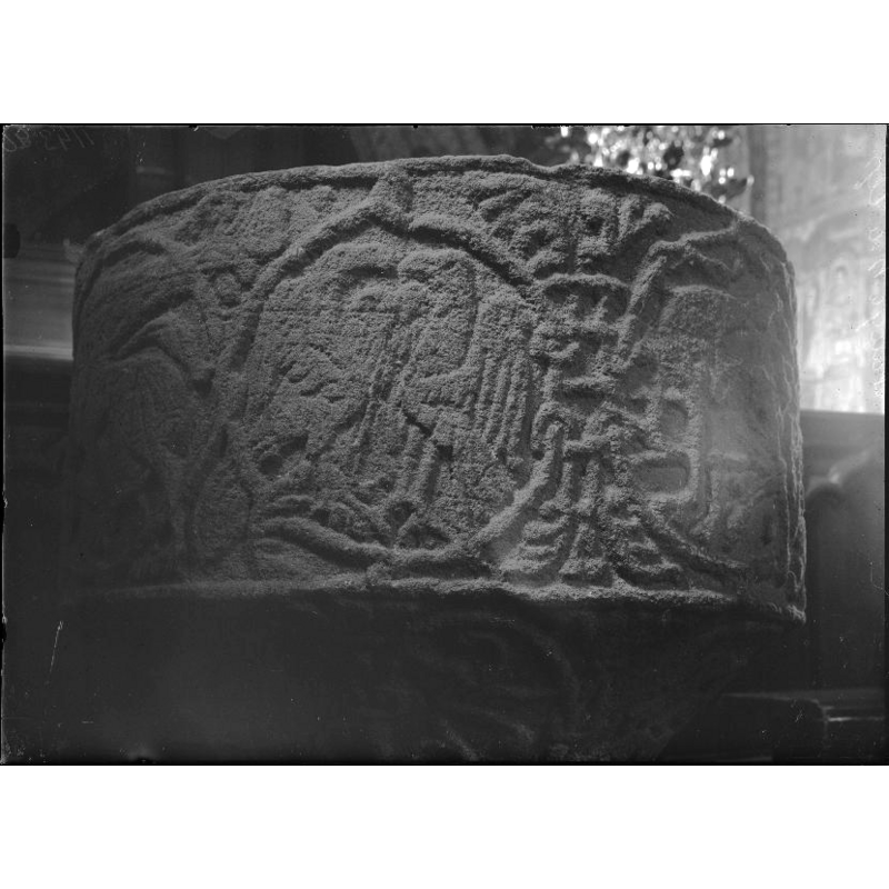 loosely made rings intersect with vegetation and some of the animals; complex vegetable designs form the links