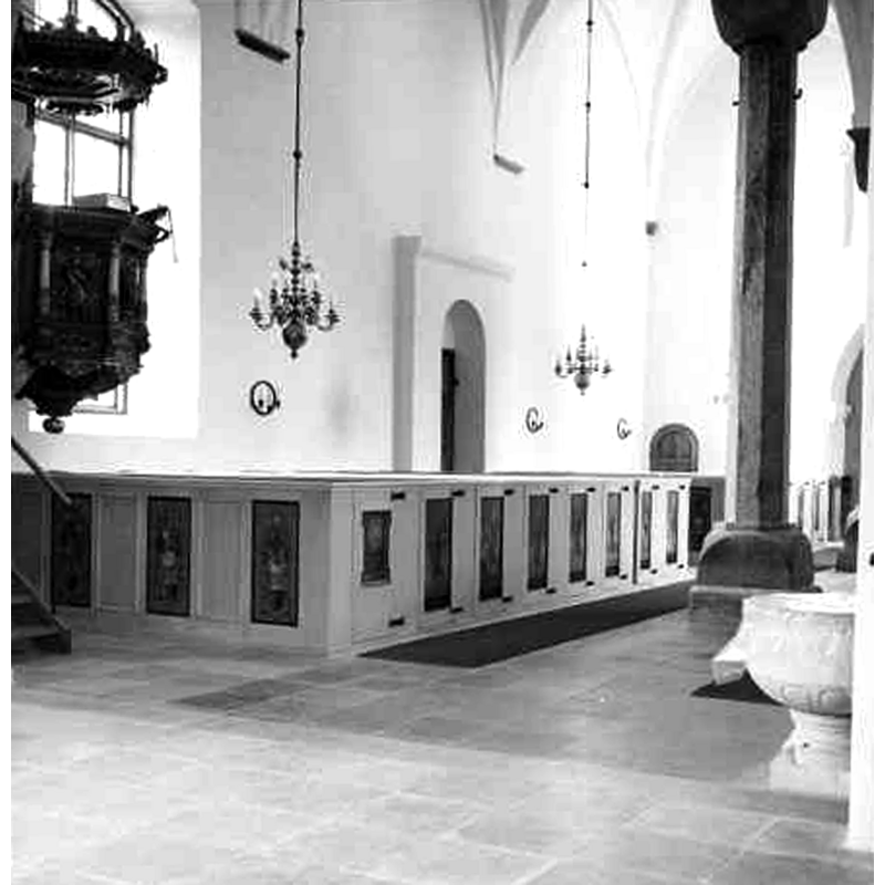 after the restoration a copy of the basin at SHM was installed in the parish church at the east end of the nave, north side