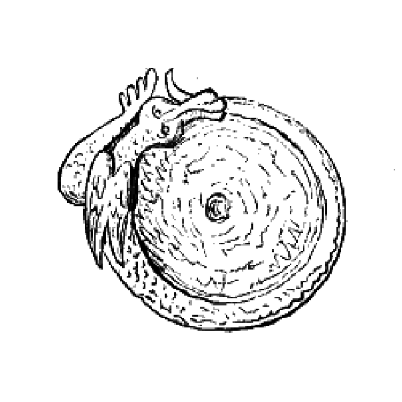 full view of the coiled around the basin underbowl in P.A. Säves' drawing of ca. 1863