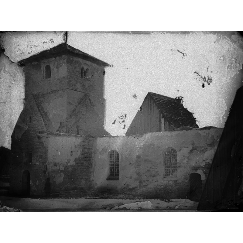 photograph of the exterior of the old church taken probably ca. 1877