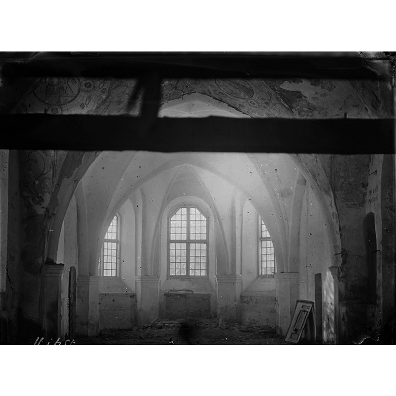 photograph of the interior of the old church taken probably ca. 1877