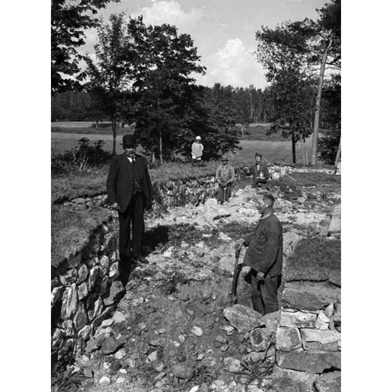 the ruins of the old church under excavation in 1934