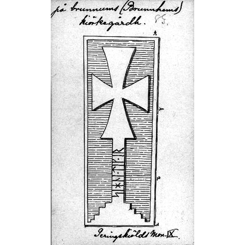 Source caption: "Gravsten på kyrkogården. Efter teckning ur Peringskiölds monumenta."