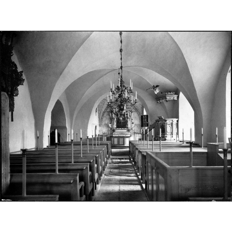 Source caption: "Strö kyrka [...] Interiör mot öster [...] between 1 September 1921 and 30 September 1921"