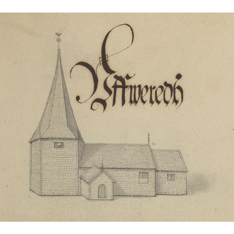 the church shown in Peringskiöld's Monumenta of the late-17thC would have been the one built in 1647 to replace the medieval church here that is said to have been burned down by the Danes in 1612