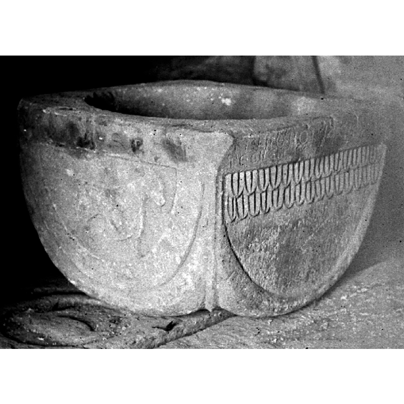 Source caption: "Tidavads socken. Vadsbo härad. Västergötland. Kyrkan. Kuppa till dopfunt."