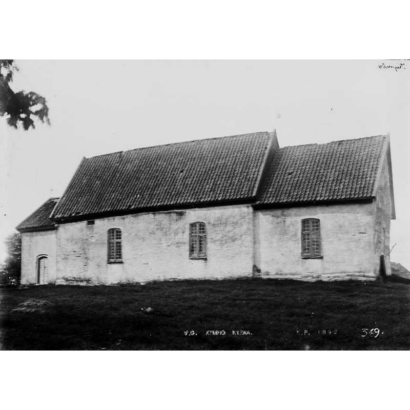 Source caption; "Kymbo gamla kyrka [...] Kyrkan från norr." [NB: the old church would be demolished in 1898]