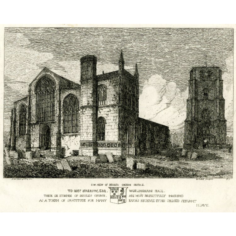 Source caption: ""South West View of Beccles Church Suffolk," etching, by the British printmaker Henry Davy. 265 mm x 327 mm. Courtesy of the British Museum, London."