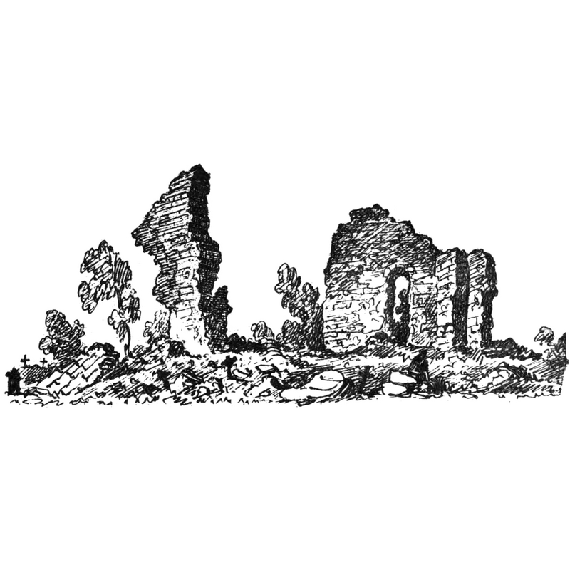 Source caption: "Ruin av Varvs kyrka i Östergötland. Teckning i "Utdrag af Antiqvitets-Intendenten P. A. Säves afgifna berättelse för år 1861", publicerad i Antiqvarisk tidskrift för Sverige band 1, 1864."