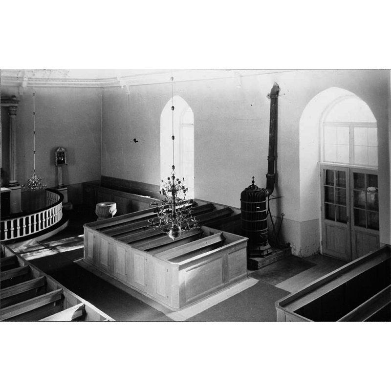the medieval font was restored to the interior of the church in 1946; this photograph was probably taken between 1949 and 1969