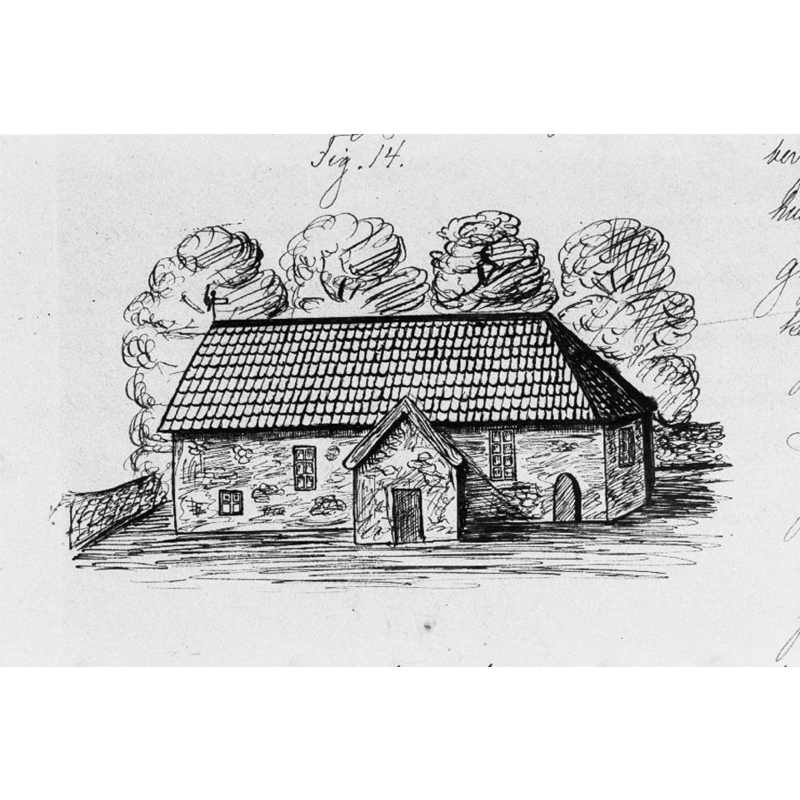 Source caption: "Gärdhems kyrkoruin [...] Kyrkan från söder. Foto efter teckning ur Djurklou: Elfsborgs län, 1868." [NB: the medieval church would be abandoned about a decade after the date of this drawing]