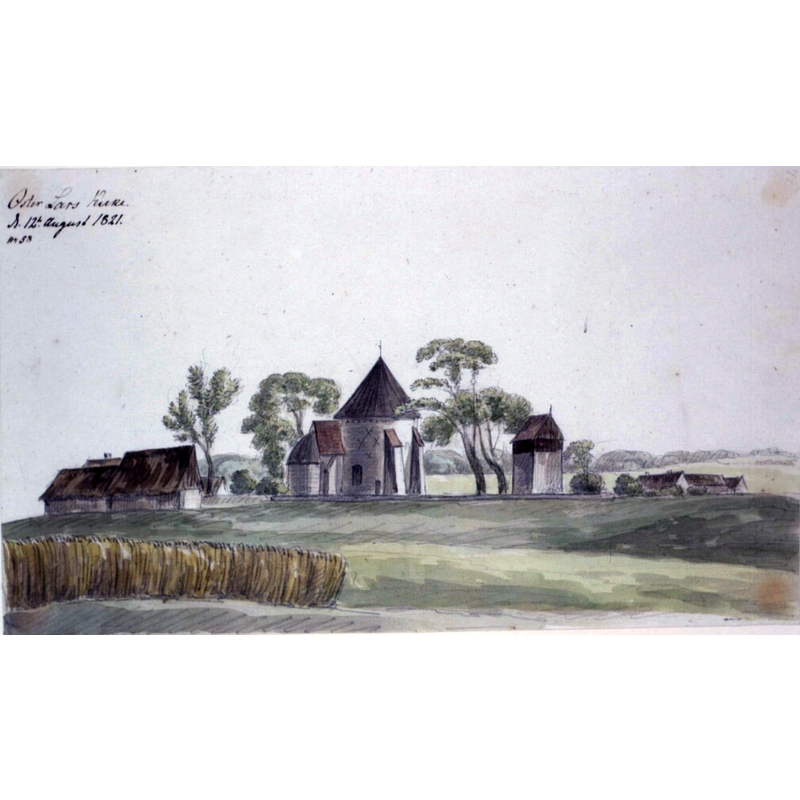 Source caption: "Øster Lars Kirke. d. 12. Aug. 1821 No. 58"