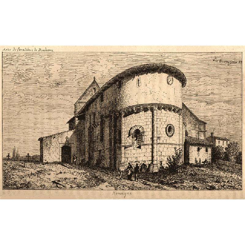 Source caption: "Église Saint-Vivien de Romagne (Gironde, France)"