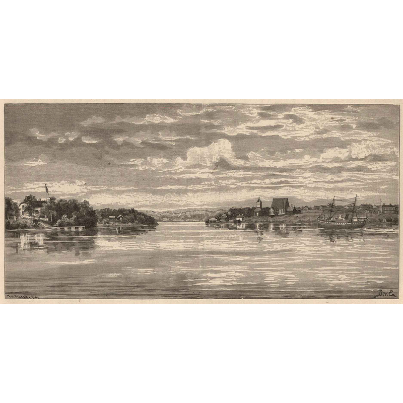 xylography by Meyer in "Vårt land. : En skildring i ord och bild..." (Stockholm, 1888 --,based on a painting by Didrik von Essen (1856-1922),