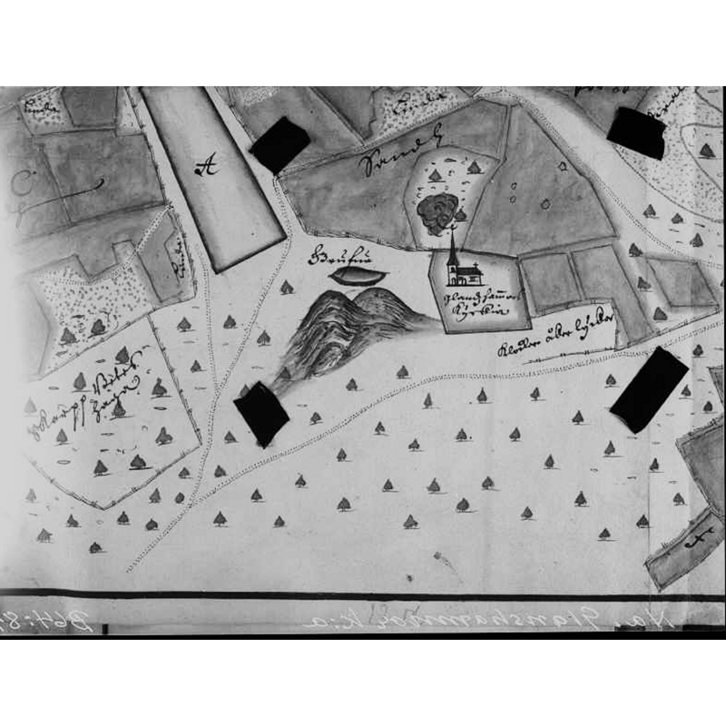 Source caption: "Glanhammars kyka [...] Affsättningh på Glanshammarsby" å 1687 af G. Thoring."